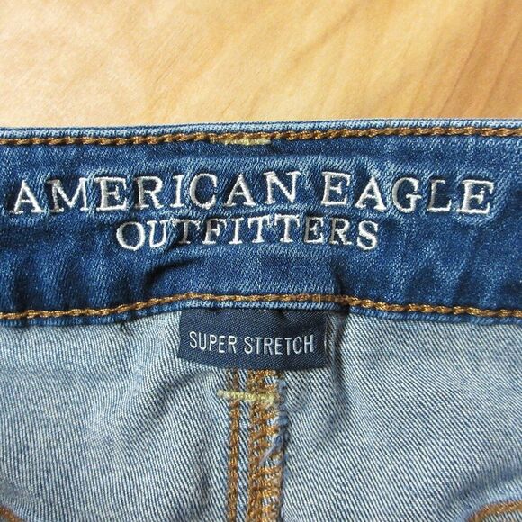 AMERICAN EAGLE Hi-Rise Shortie Womens Size 0 Frayed Hem Ripped Denim Jean Shorts - Picture 9 of 16